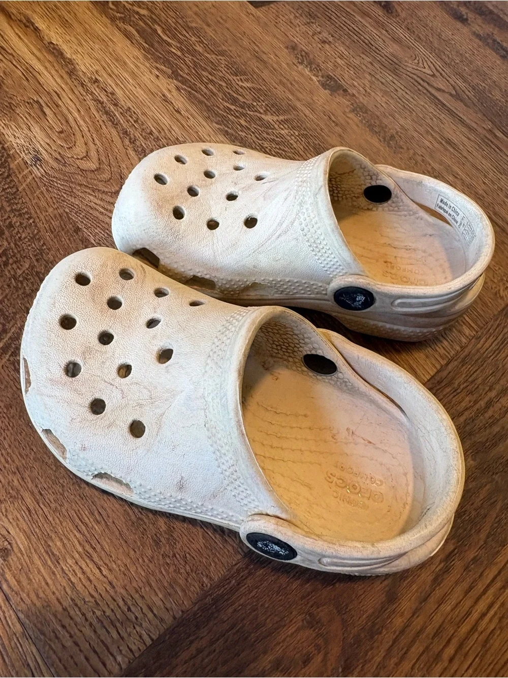 CROCS Kids Cream Marbled Slip-On Clog Sandals 8